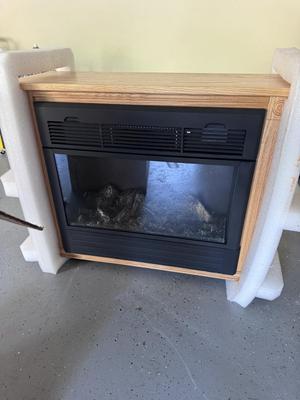 Heat Surge Fireless Flame Electric Fireplace w/ Genuine Amish Mantle