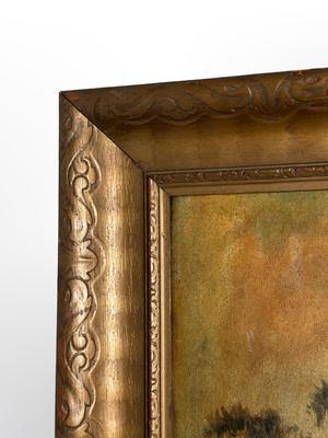 Vintage Louisiana Swamp Landscape Painting in Gilt Frame