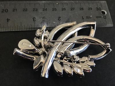 Eisenberg Signed Crystal Brooch 3x2 Statement. Excellent