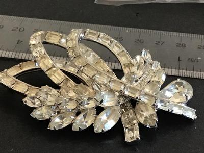 Eisenberg Signed Crystal Brooch 3x2 Statement. Excellent