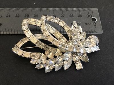 Eisenberg Signed Crystal Brooch 3x2 Statement. Excellent