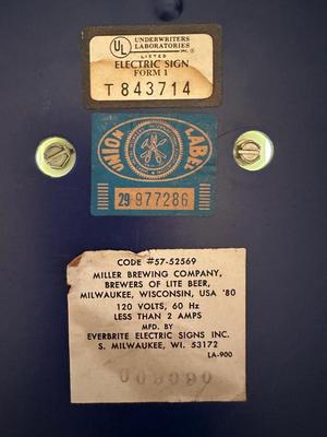 Miller Lite Plastic Illuminated Electric Sign