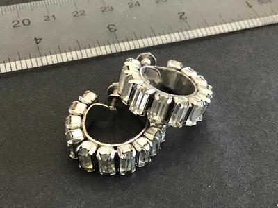 Unique crystal Screw back Hoop Vintage Nice