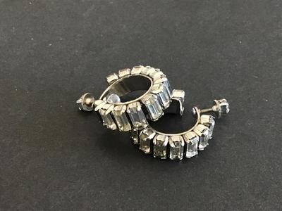 Unique crystal Screw back Hoop Vintage Nice