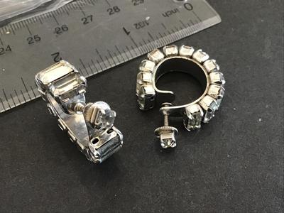 Unique crystal Screw back Hoop Vintage Nice