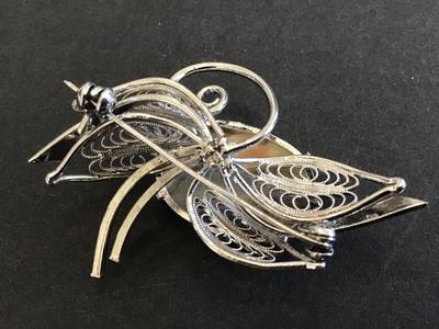 Beautiful Filagree Stone Brooch