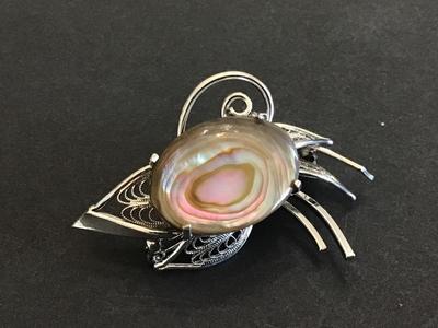 Beautiful Filagree Stone Brooch