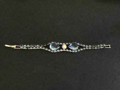 Blue Glass Rhinestone Bracelet Vintage
