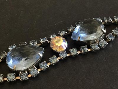 Blue Glass Rhinestone Bracelet Vintage