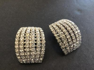Gorgeous Large Rhinestone Statement clip on Earrings