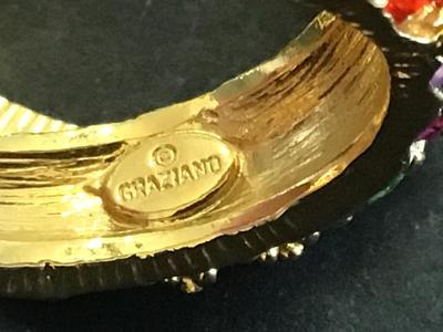 Graziano Signed Rhinestone Hoop Earrings