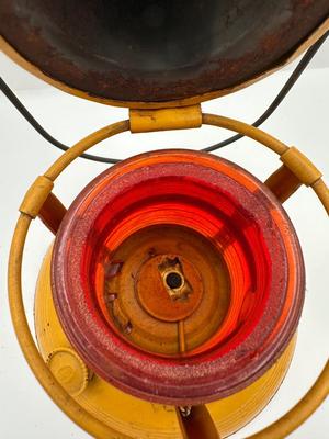 Vintage Dietz Nautical Caution No. 40 Lantern – Yellow with Red Glass Globe
