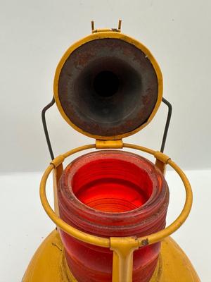 Vintage Dietz Nautical Caution No. 40 Lantern – Yellow with Red Glass Globe