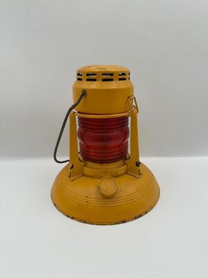 Vintage Dietz Nautical Caution No. 40 Lantern – Yellow with Red Glass Globe
