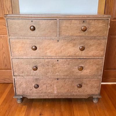 Sale Photo Thumbnail #505: Five drawers, top has stains refer to photos
Repainted to have a faded patina look
Measures: 42.5" wide x 18" deep x 32.25" high