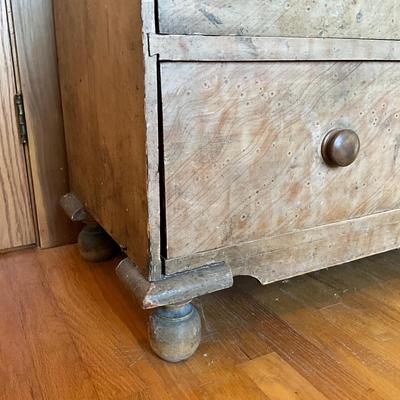 Sale Photo Thumbnail #507: Five drawers, top has stains refer to photos
Repainted to have a faded patina look
Measures: 42.5" wide x 18" deep x 32.25" high