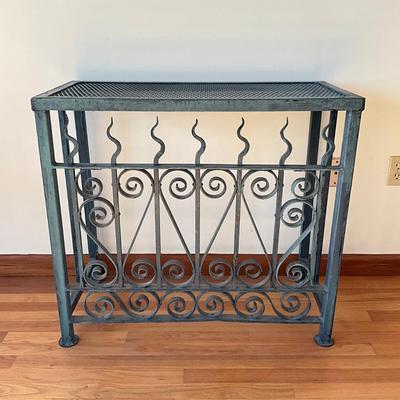 Sale Photo Thumbnail #577: Measures: 33.75" wide x 16" deep x 30.25" high
made from 19th Century Iron Gates.  
Est. Value $900.00
