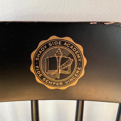 Sale Photo Thumbnail #593: Shadey Side Academy
Has paint wear, arm rests are worn, refer to photos
Measures: 17.75" deep x 35.5" high x 17.25" seat height x 16" seat depth x 22" seat width