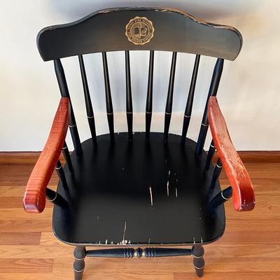 Sale Photo Thumbnail #594: Shadey Side Academy
Has paint wear, arm rests are worn, refer to photos
Measures: 17.75" deep x 35.5" high x 17.25" seat height x 16" seat depth x 22" seat width