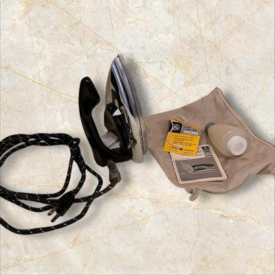 Sale Photo Thumbnail #489: GE Vintage Travel Iron with Bag/Paperwork/Water Holder; Tested/Works