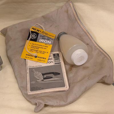 Sale Photo Thumbnail #490: GE Vintage Travel Iron with Bag/Paperwork/Water Holder; Tested/Works