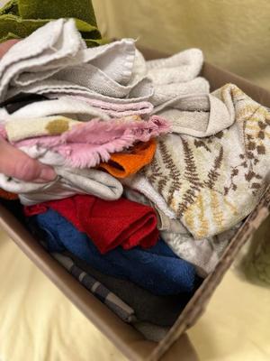 Sale Photo Thumbnail #500: Box & Bag Full of Rags! Small Washcloths and Towels, great for a workroom, garage, or a pottery studio.