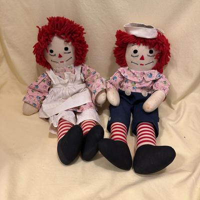 Sale Photo Thumbnail #540: Raggedy Ann and Andy Dolls 22" long, some spotting
