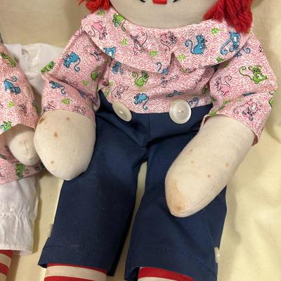 Sale Photo Thumbnail #541: Raggedy Ann and Andy Dolls 22" long, some spotting