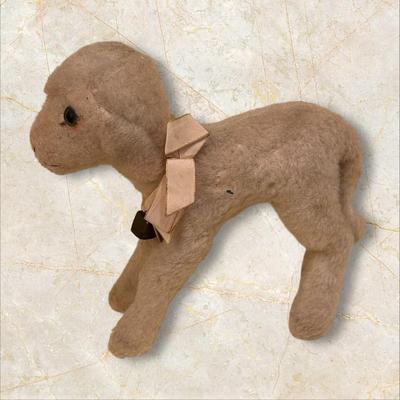 Sale Photo Thumbnail #617: Steiff Stuffed Lamb with Bell- Made in US Zone Germany, fair condition
