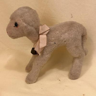 Sale Photo Thumbnail #618: Steiff Stuffed Lamb with Bell- Made in US Zone Germany, fair condition