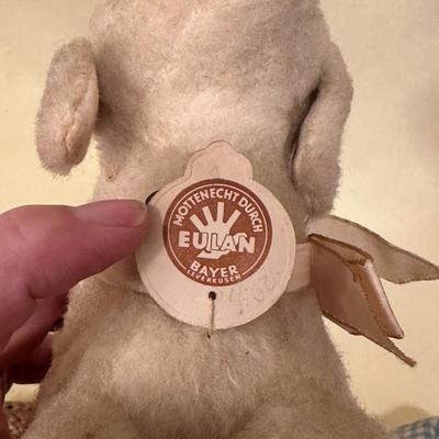 Sale Photo Thumbnail #626: Steiff Stuffed Lamb with Bell- Made in US Zone Germany, fair condition