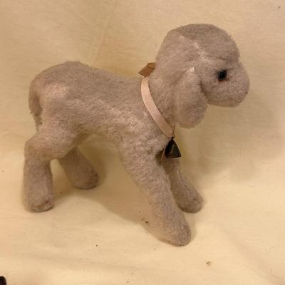 Sale Photo Thumbnail #619: Steiff Stuffed Lamb with Bell- Made in US Zone Germany, fair condition