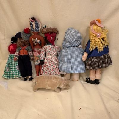 Sale Photo Thumbnail #633: Lot of Cultural Mixed Dolls, Some Handmade, mixed condition good to very good