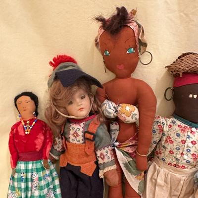 Sale Photo Thumbnail #632: Lot of Cultural Mixed Dolls, Some Handmade, mixed condition good to very good