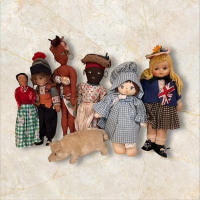 Sale Photo Thumbnail #627: Lot of Cultural Mixed Dolls, Some Handmade, mixed condition good to very good