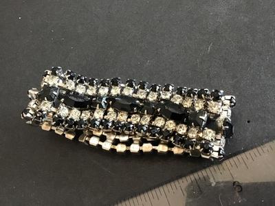 Vintage Rhinestone Bracelet Black Clear Glass