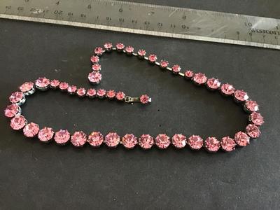 Vintage Pink Rhinestone Necklace