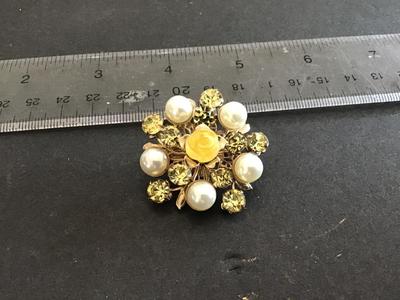 Yellow Rose Vintage Brooch