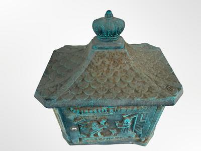 Vintage Cast Iron Pedestal Mailbox with Verdigris Patina