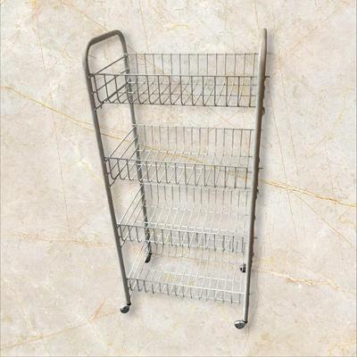 Sale Photo Thumbnail #761: TWO Rolling Metal Rack with 4 Shelves/3 Shelves, Large and Small, 33"  and 24" tall