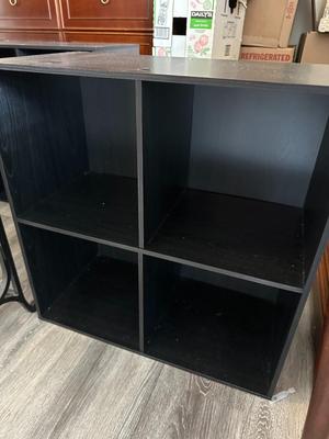 Sale Photo Thumbnail #779: Black Four Cube Storage Shelf - approx. 24" square, good shape, 2 available