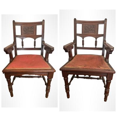 Antique Eastlake Carved Armchairs
