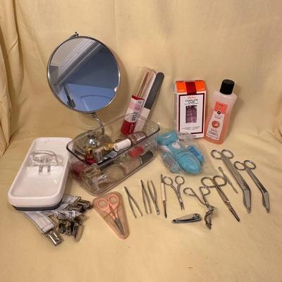 Sale Photo Thumbnail #845: Nails Assorted Lot with Magnifying Mirror, Scissors, Polish, Tweezers++