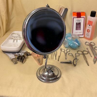 Sale Photo Thumbnail #848: Nails Assorted Lot with Magnifying Mirror, Scissors, Polish, Tweezers++