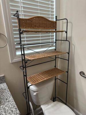 Sale Photo Thumbnail #807: Over the Commode Wicker and Metal Shelf