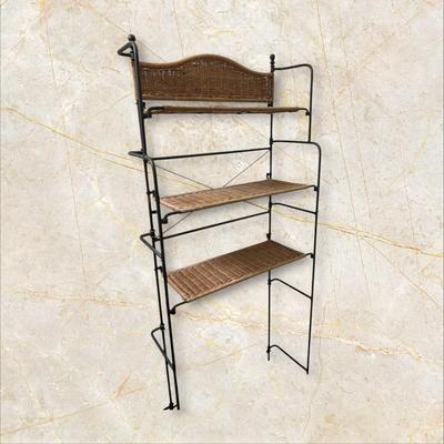 Sale Photo Thumbnail #804: Over the Commode Wicker and Metal Shelf