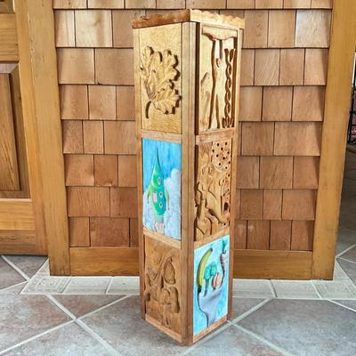 Sale Photo Thumbnail #752: Measures: 9" square x 37.25" high
made from students carved pieces