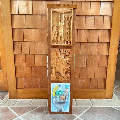 Sale Photo Thumbnail #754: Measures: 9" square x 37.25" high
made from students carved pieces