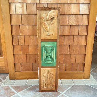 Sale Photo Thumbnail #755: Measures: 9" square x 37.25" high
made from students carved pieces