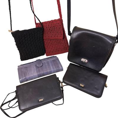 Sale Photo Thumbnail #928: Nice Handbag Lot w Coach and Buxton+ Gray Eelskin Wallet, Lord & Taylor Maroon Woven Crossbody Bag +
All in very good to great condition!